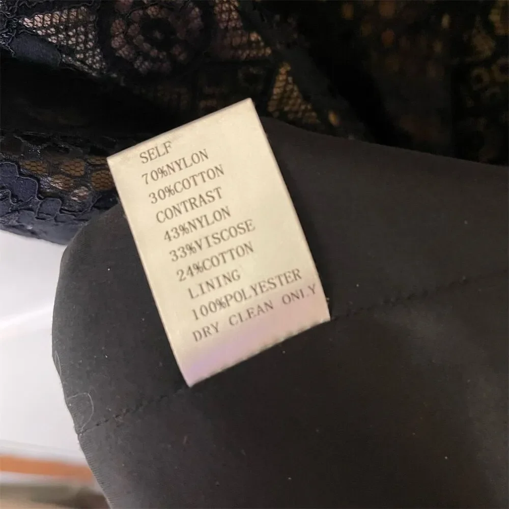 Tadashi Shoji Katori Women's Black Lace Cap Sleeve Dress Size 12 Party Cocktail - Picture 6 of 10